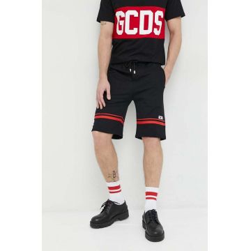 GCDS pantaloni scurti din bumbac barbati, culoarea negru GCDS pantaloni scurti din bumbac barbati, culoarea negru