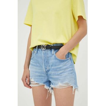 Levi's pantaloni scurți din denim 501 femei, uni, high waist 56327.0086-LightIndig