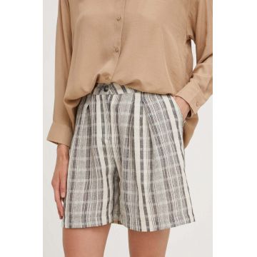 Answear Lab pantaloni scurți din amestec de in culoarea bej, modelator, high waist