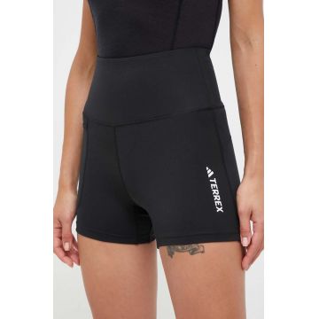 adidas TERREX pantaloni scurți sport TERREX Multi femei, culoarea negru, cu imprimeu, high waist IB1892