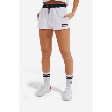 Ellesse pantaloni scurți Tang femei, culoarea alb, cu imprimeu, medium waist SGI11073-WHITE