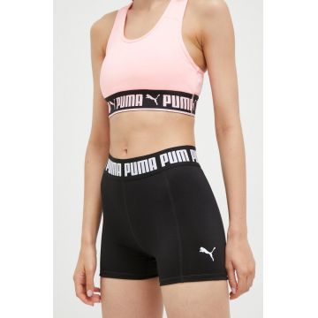 Puma pantaloni scurți de antrenament Strong culoarea negru, cu imprimeu, high waist 521651