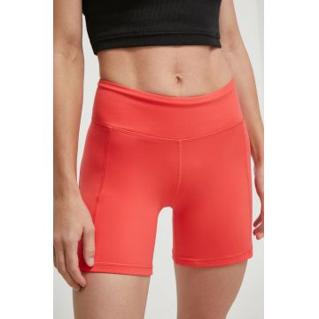 Reebok pantaloni scurți de antrenament LUX COLLECTION culoarea roz, neted, medium waist