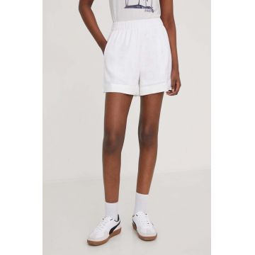 Abercrombie & Fitch pantaloni scurti din in culoarea bej, neted, high waist