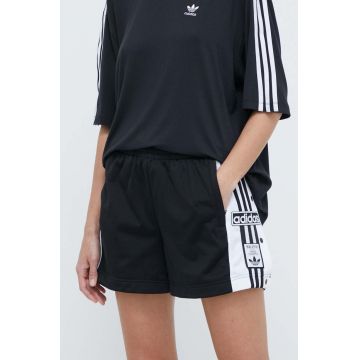 adidas Originals pantaloni scurți Adibreak femei, culoarea negru, cu imprimeu, high waist, IU2518