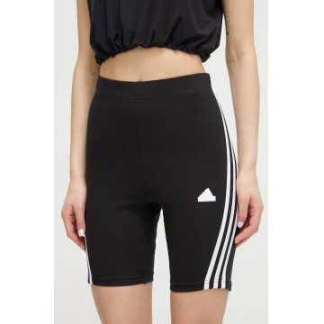 adidas pantaloni scurți femei, culoarea negru, cu imprimeu, high waist  IP1569