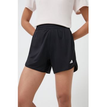 adidas Performance pantaloni scurți de antrenament Pacer culoarea negru, uni, high waist IQ2576 adidas Performance pantaloni scurți de antrenament Pacer culoarea negru, uni, high waist IQ2576