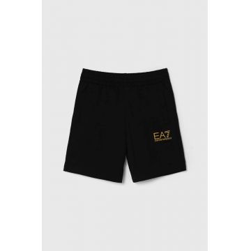 EA7 Emporio Armani pantaloni scurți din bumbac pentru copii culoarea negru