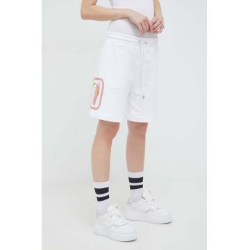 Iceberg pantaloni scurti din bumbac culoarea alb, cu imprimeu, high waist