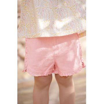 Tartine et Chocolat pantaloni scurți de in pentru bebeluși culoarea roz, neted