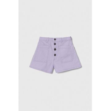 United Colors of Benetton pantaloni scurti din denim pentru copii culoarea violet, neted, talie reglabila