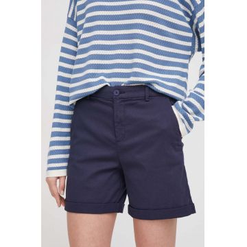 United Colors of Benetton pantaloni scurti femei, culoarea albastru marin, neted, high waist