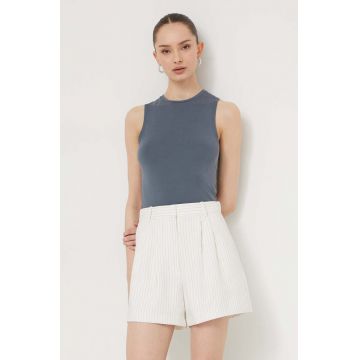 Abercrombie & Fitch pantaloni scurti femei, culoarea bej, modelator, high waist
