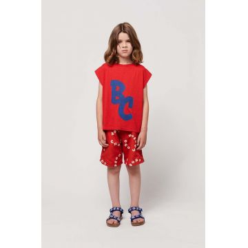 Bobo Choses pantaloni scurti copii culoarea rosu, modelator, talie reglabila