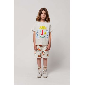 Bobo Choses pantaloni scurti din denim pentru copii culoarea bej, modelator