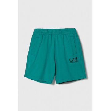EA7 Emporio Armani pantaloni scurți din bumbac pentru copii culoarea verde
