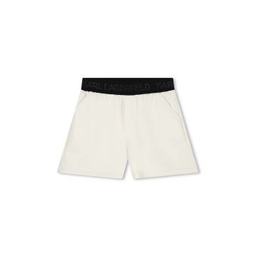 Karl Lagerfeld pantaloni scurti copii culoarea bej, cu imprimeu