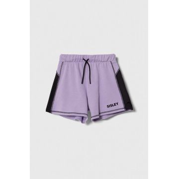 Sisley pantaloni scurți din bumbac pentru copii culoarea violet, modelator, talie reglabila