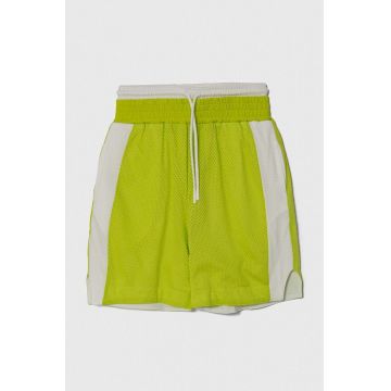Sisley pantaloni scurti copii culoarea verde, talie reglabila