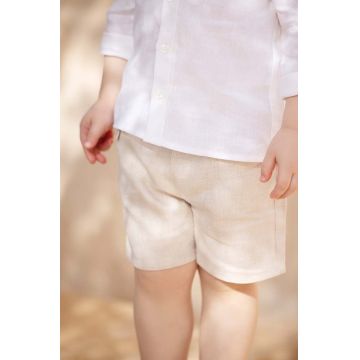 Tartine et Chocolat pantaloni scurți de in pentru bebeluși culoarea bej
