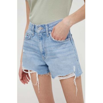 Tommy Jeans pantaloni scurți femei, uni, high waist DW0DW17641