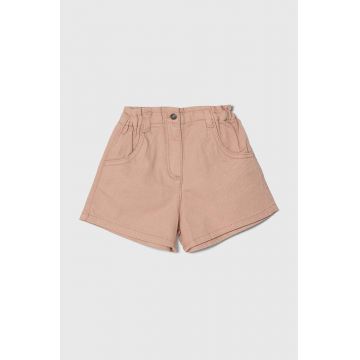 United Colors of Benetton pantaloni scurti din denim pentru copii culoarea roz, neted, talie reglabila
