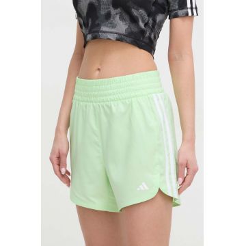 adidas Performance pantaloni scurți de antrenament Pacer culoarea verde, cu imprimeu, high waist  IT7763