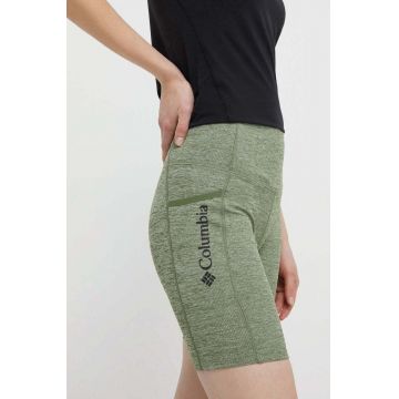 Columbia pantaloni scurti sport Move femei, culoarea verde, melanj, high waist, 2075971