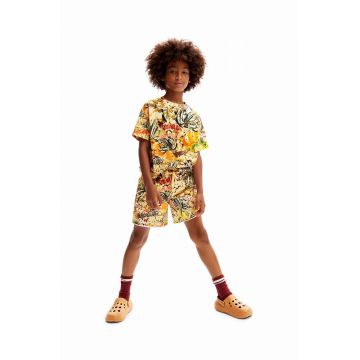 Desigual pantaloni scurți din bumbac pentru copii culoarea maro