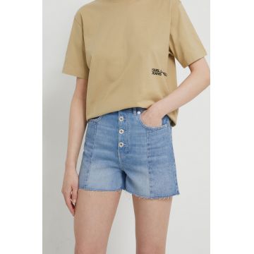 Karl Lagerfeld Jeans pantaloni scurti jeans femei, neted, high waist