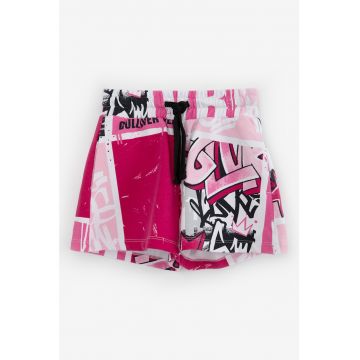 Pantaloni scurti cu imprimeu si snur in talie
