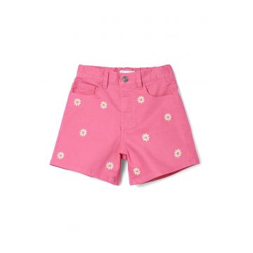 Pantaloni scurti de denim cu broderii florale
