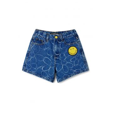 Pantaloni scurti de denim cu imprimeu grafic