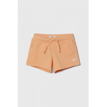 Roxy pantaloni scurti copii SURF FEELINGSHT culoarea portocaliu, neted, talie reglabila
