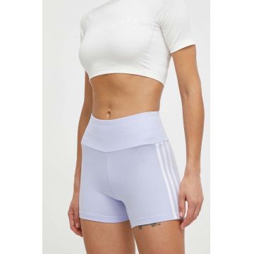 adidas Originals pantaloni scurti femei, culoarea violet, cu imprimeu, high waist, IR5499