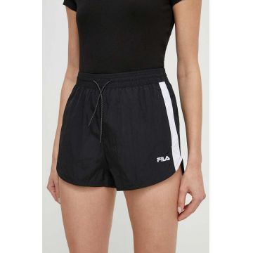 Fila pantaloni scurti Limassol femei, culoarea negru, modelator, high waist, FAW0775