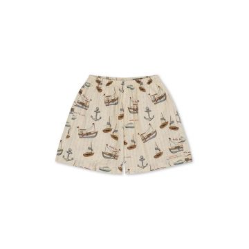 Konges Sløjd pantaloni scurți din bumbac pentru copii culoarea bej, neted