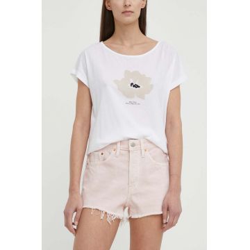 Levi's pantaloni scurti jeans femei, culoarea roz, neted, high waist