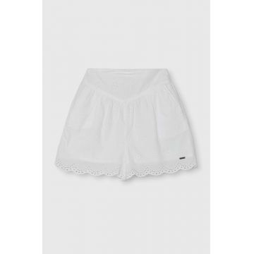 Pepe Jeans pantaloni scurți din bumbac pentru copii ORIEL culoarea alb
