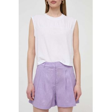 Silvian Heach pantaloni scurti din in culoarea violet, neted, high waist