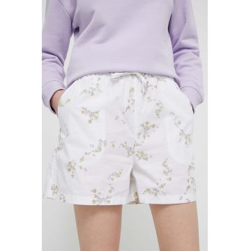 Tommy Jeans pantaloni scurți din bumbac culoarea bej, uni, high waist DW0DW17778