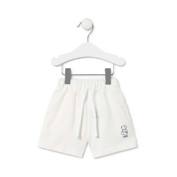 Tous pantaloni scurți din bumbac pentru bebeluși culoarea alb, neted