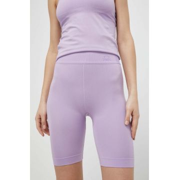 United Colors of Benetton pantaloni scurti femei, culoarea violet, neted, high waist