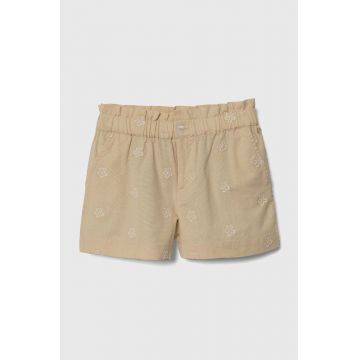 zippy pantaloni scurți din amestec de in pentru copii culoarea bej, cu imprimeu, talie reglabila zippy pantaloni scurți din amestec de in pentru copii culoarea bej, cu imprimeu, talie reglabila