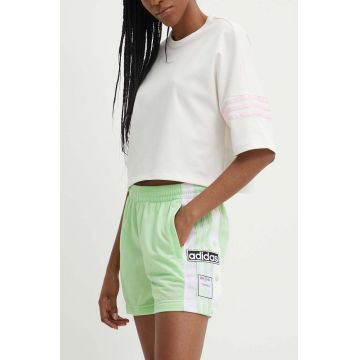 adidas Originals pantaloni scurti femei, culoarea verde, cu imprimeu, high waist, IP0719