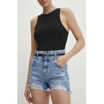 Answear Lab pantaloni scurti jeans femei, neted, high waist