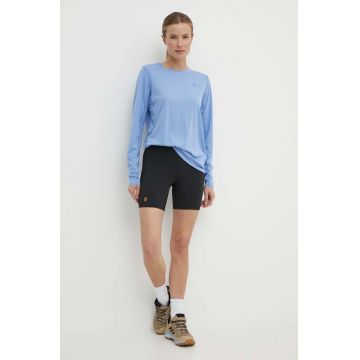Fjallraven pantaloni scurti sport Abisko femei, culoarea negru, neted, high waist, F14200146