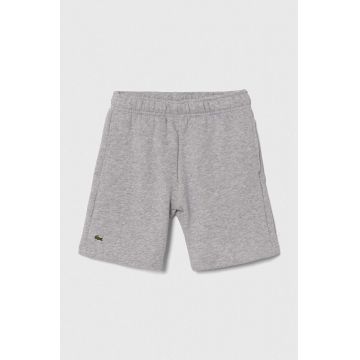 Lacoste pantaloni scurti copii culoarea gri, melanj, talie reglabila