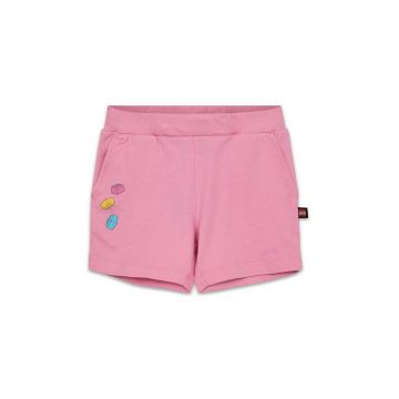 Lego pantaloni scurți din bumbac pentru copii culoarea roz, cu imprimeu, talie reglabila Lego pantaloni scurți din bumbac pentru copii culoarea roz, cu imprimeu, talie reglabila