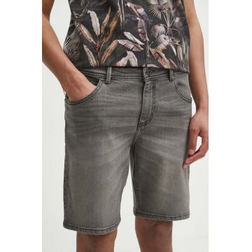 Medicine pantaloni scurti jeans barbati, culoarea negru